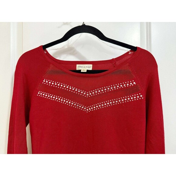 LIKE NEW Crystal Embellished Red Sweater Dress – Size M - Picture 3 of 5
